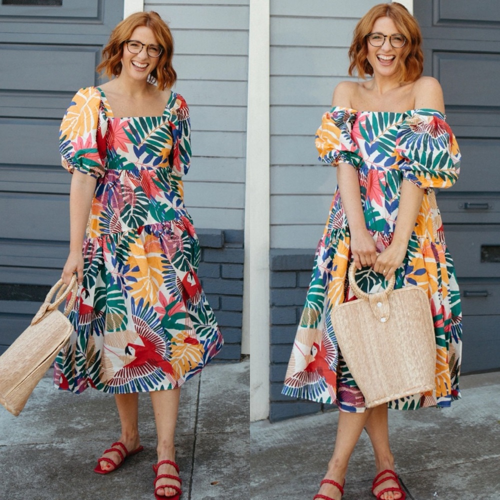 Farm Rio Macaw Midi dress RETAIL 350